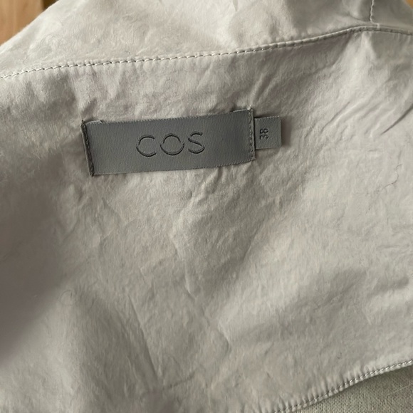COS Light Grey Crisp Cotton Button Down Asymmetrical Midi Dress, Size 38/S-M - Picture 12 of 16
